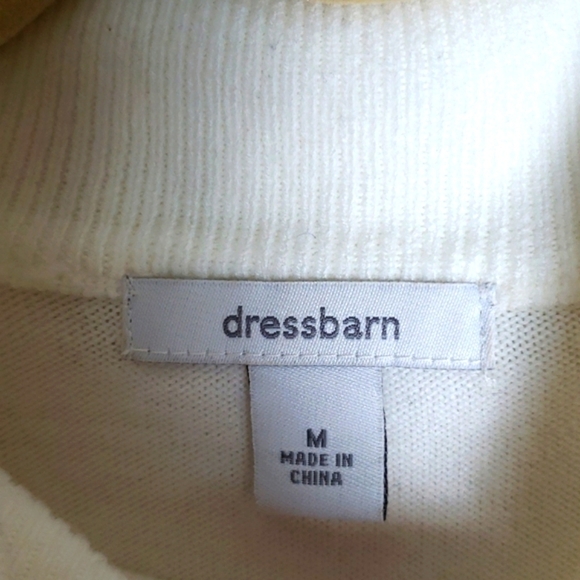 White beaded mock neck sweater, soft, fall, holiday season, women's size medium. - Picture 5 of 7